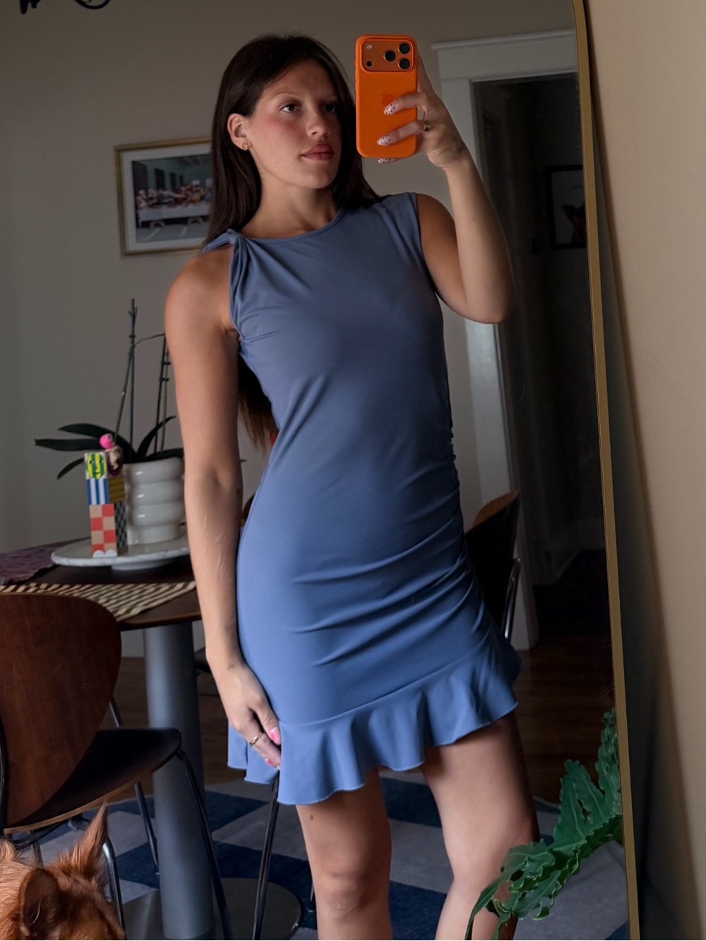 Peppermayo Blue Ruffle-Hem Sleeveless Dress